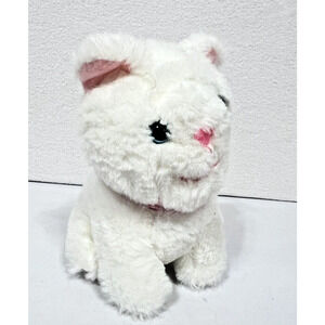 Small White Kitten Plush Fenicalcan Adorable Pink Collar Ears Nose and Blue Eyes